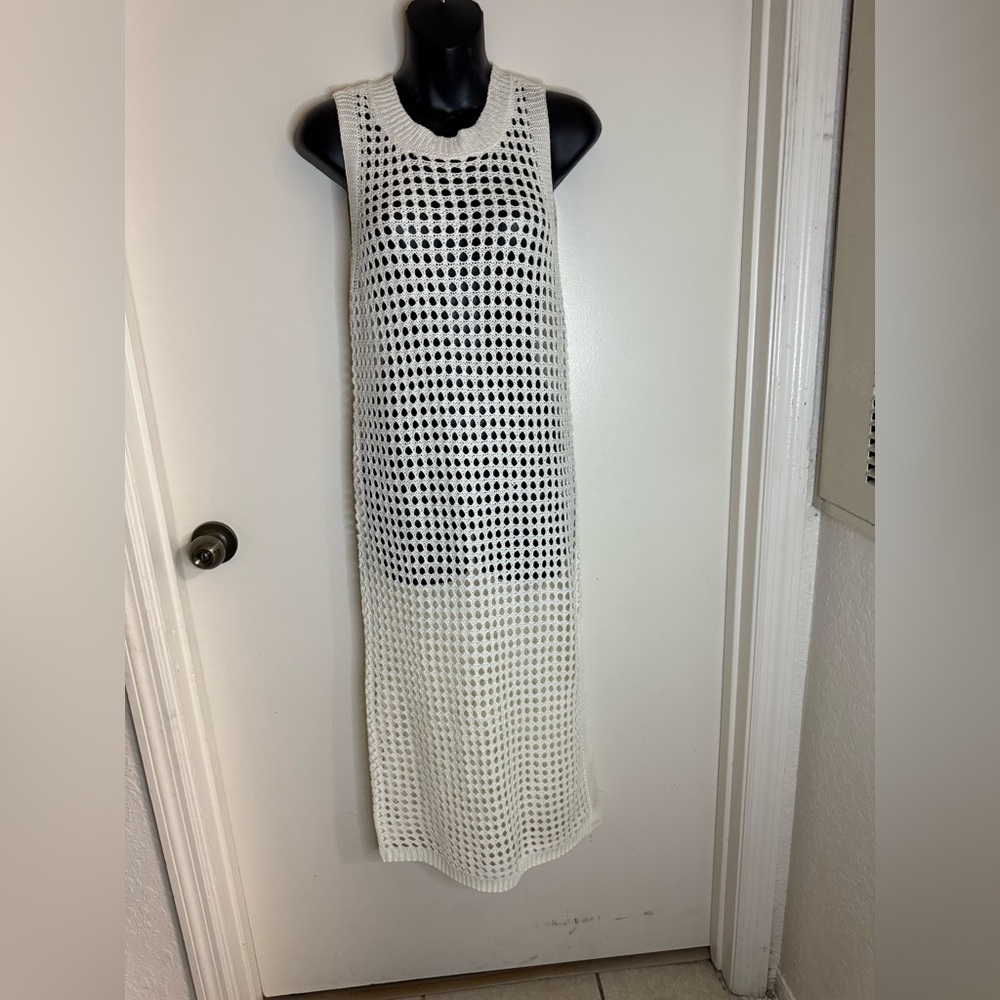 Shade & Shore Ivory Crochet Maxi Dress or Cover up